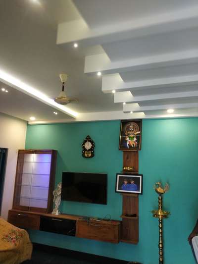 Ceiling, Lighting, Living, Storage Designs by Contractor Rejeesh Kumar, Pathanamthitta | Kolo
