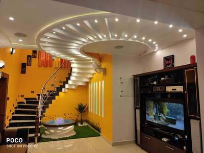 Ceiling, Lighting, Staircase Designs by Architect Zia Builders architect, Kollam | Kolo
