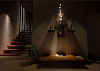 Lighting, Prayer Room, Storage, Staircase Designs by Architect Alen Emerson , Kottayam | Kolo